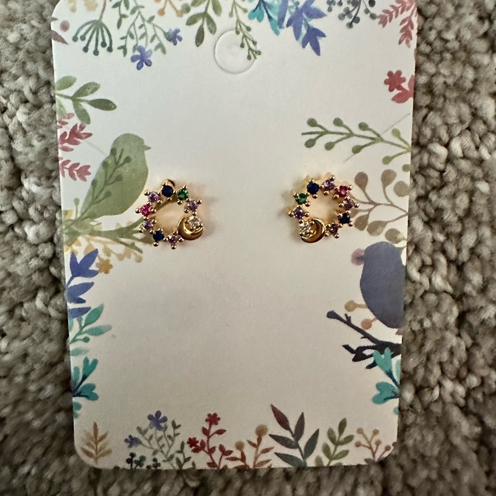 Anthropologie Elegant Gold and Multicolor Crystal Earrings